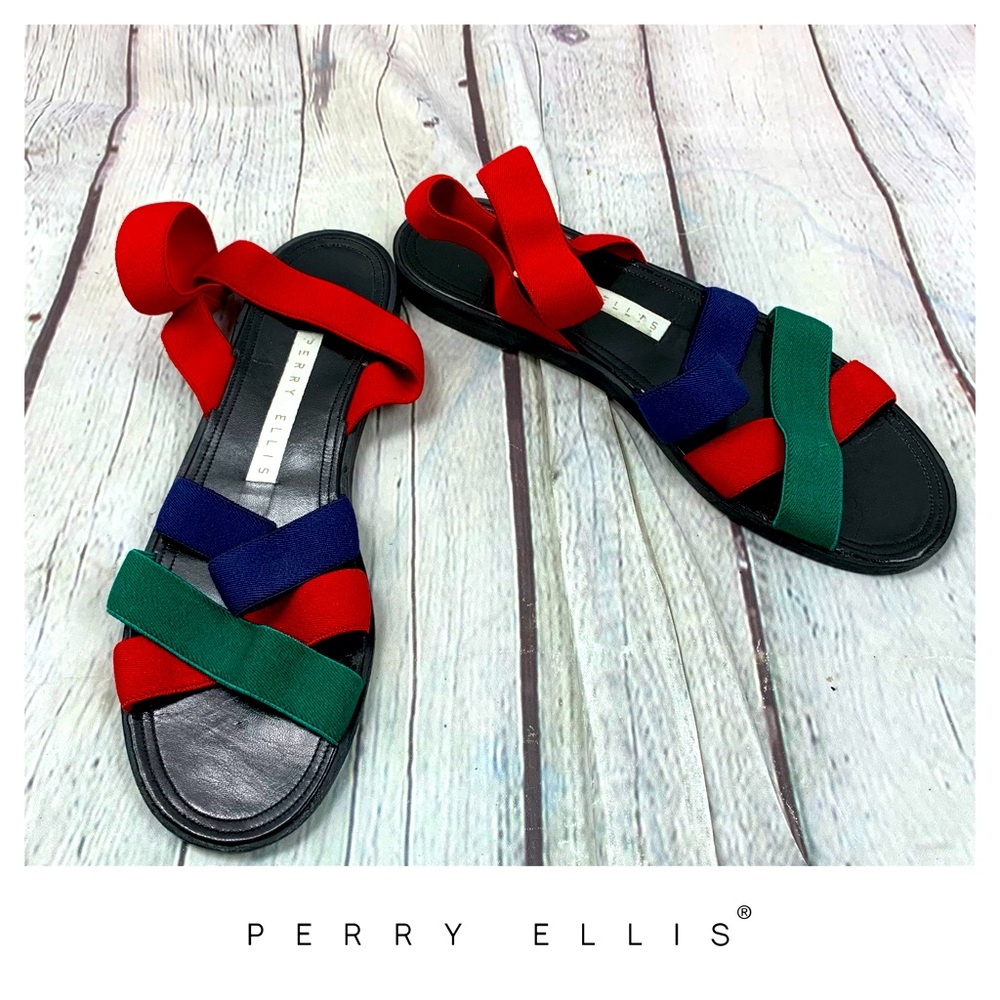 Perry Ellis Vintage Strappy Colorful Sandals